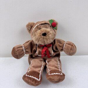 Vintage 1998 GAC Plush Bear in Gingerbread Outfit Stuffed Animal Christmas Toy